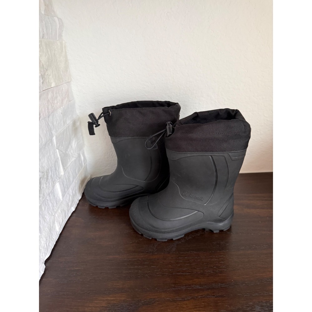 Kamik Snobuster 1 Kids Black Waterproof Snow Boots Size 9 Pull On Bungee Toggle